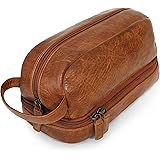 LUXEORIA Full Grain Pure Leather Dopp Kit and Shaving Kit Bag for Men | Leather Travel Cosmetic Bag for Women | Genuine Leath