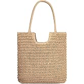 RNIEGA Beach Bags for Women Summer Lightweight Woven Straw Tote Purse Shoulder Handbag for Vacation