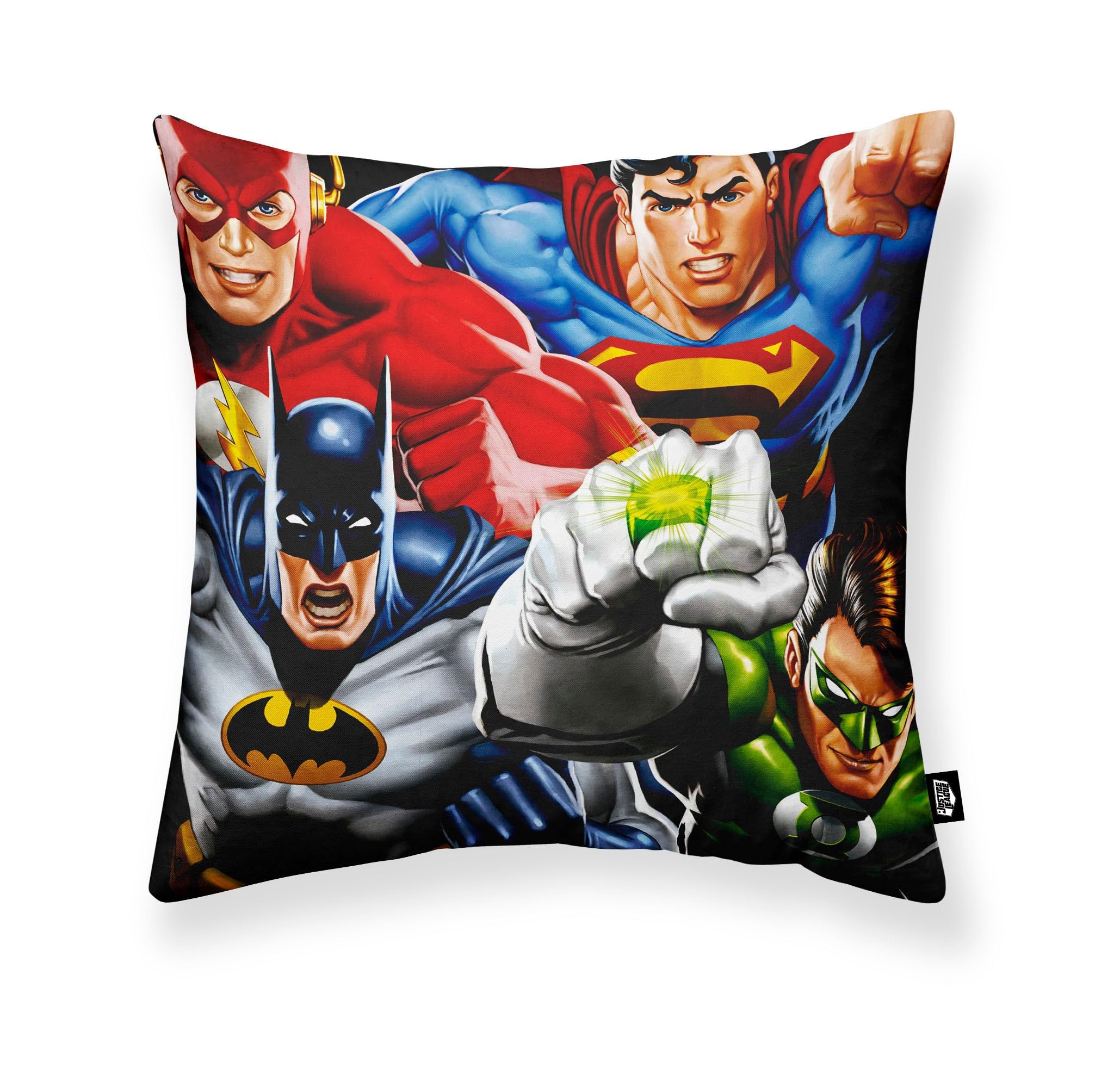 BELUM | Cushion Cover 100% Cotton 45x45cm Model Action Justice A | Justice League Cushion Cover | Cushion Cover Half Panama Fabric 100% Organic Cotton