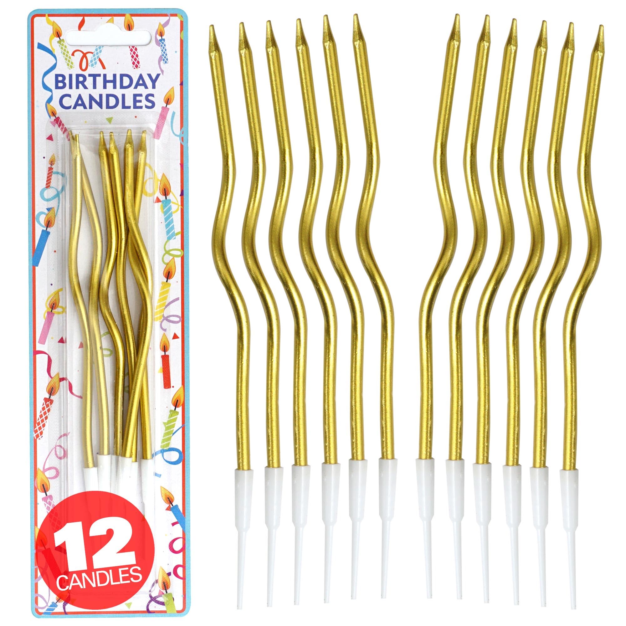 Photo 1 of 12 Count Gold Spiral Metallic Birthday Candles, Cake Candles, Birthday Parties, Wedding Party, Spiral Candles, Gold Birthday Candles