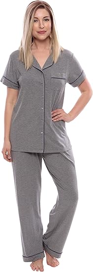 Texere Women S Short Sleeve Pjs Classic Slumber Heather Gray S Best Pjs Amazon Ca Clothing Accessories