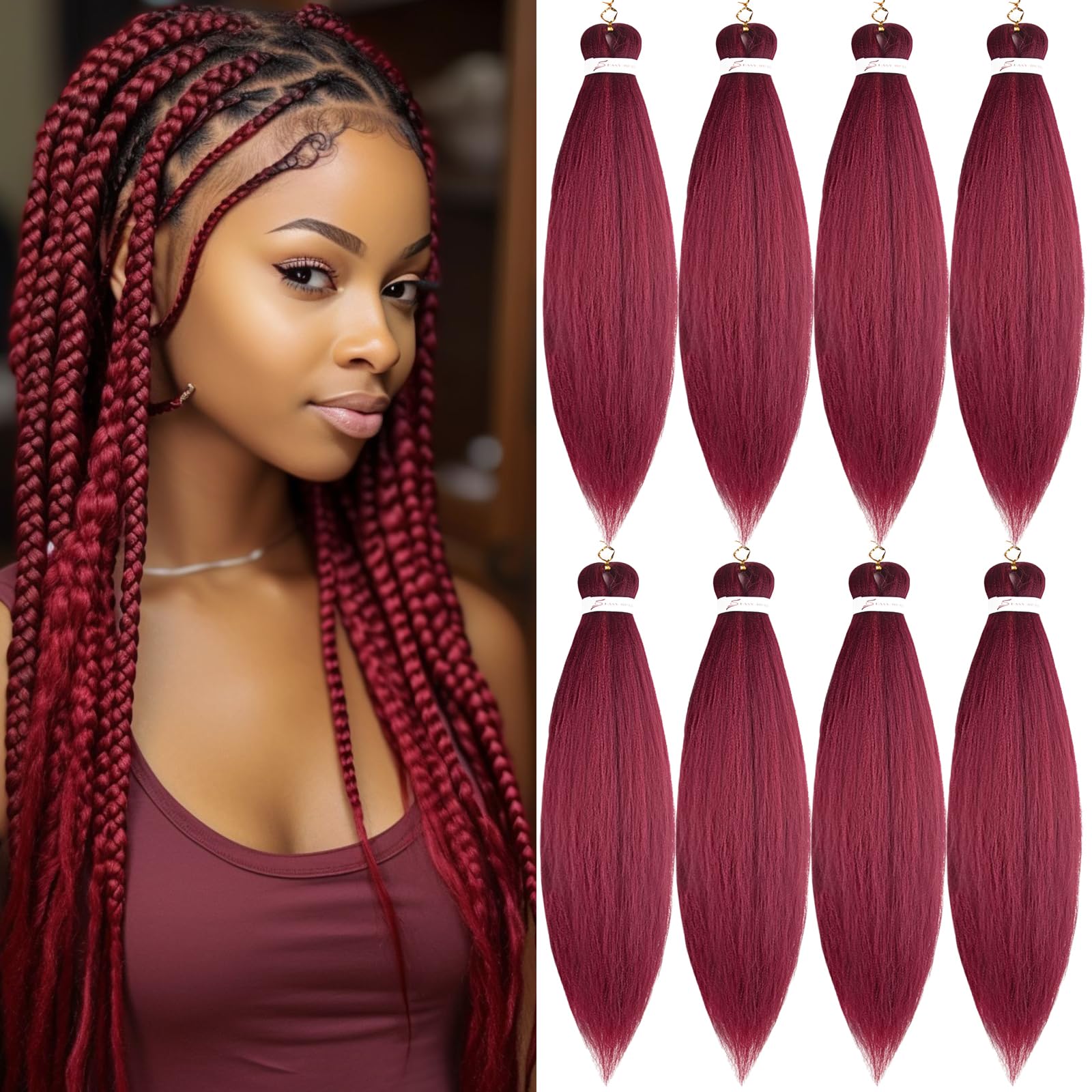 Pre-stretched Braiding Hair Professional Easy Crochet Braid Hair 26 Inch 8 Packs Hot Water Setting Soft Synthetic Braiding Hair(26 inch 900#) โ image 1