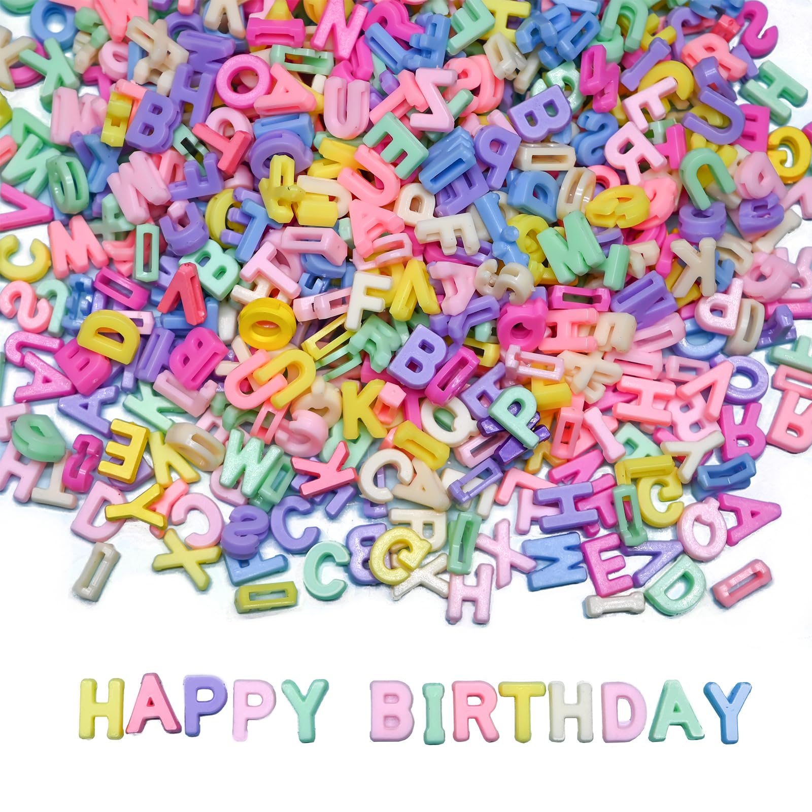 Photo 1 of 300+ Pieces 9x12mm Big Large Alphabet Letter Beads Charms A-Z Mixed Plastic Shape Loose Bead for Jewelry Making Bracelets Necklaces Key Chains (Macaroon Candy Colors)