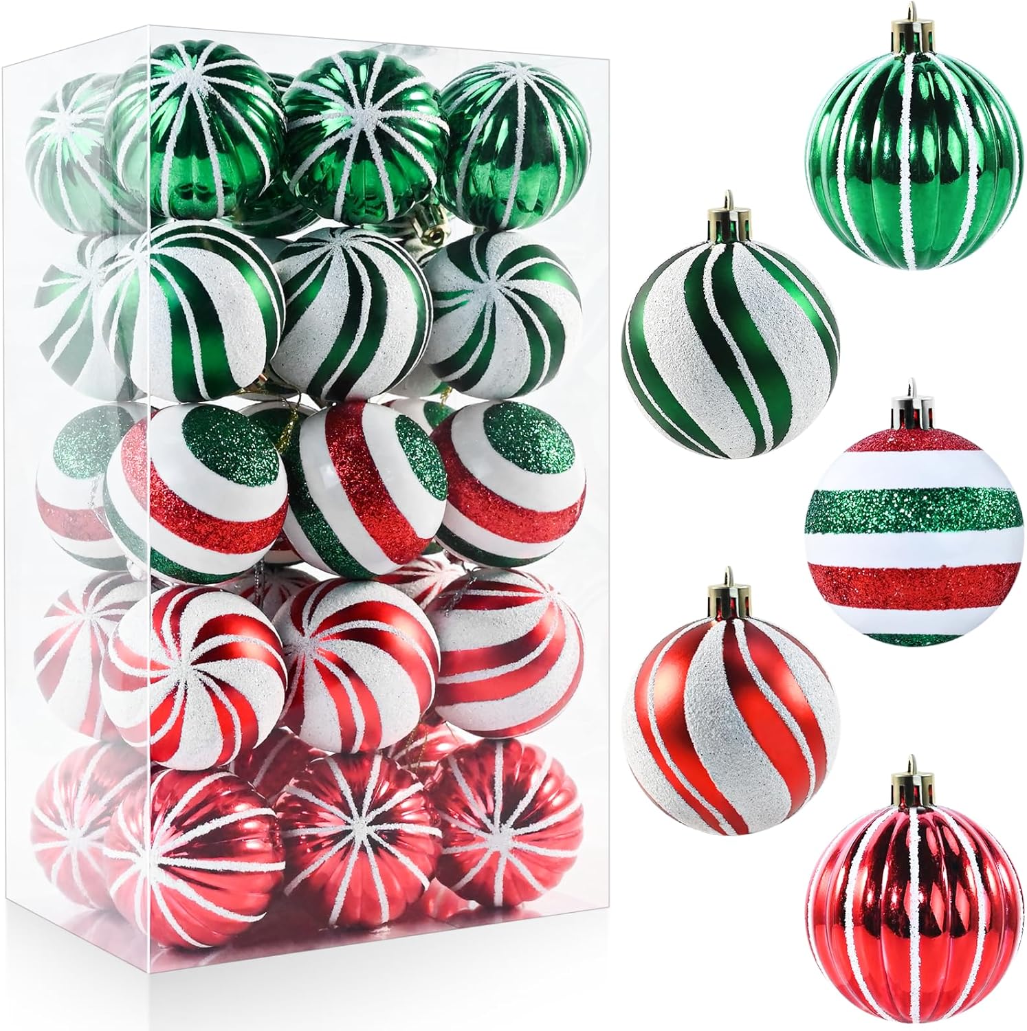 Ornaments - Christmas Balls Ornaments for Xmas Tree, 30Pcs Shatterproof Christmas Tree Decorations, Tree Hanging Balls Muti-Color Christmas Balls Ornaments Set for Party Decoration Perfect Super Bulbs