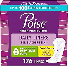 Poise Daily Liners, Incontinence Panty Liners, 2 Drop, Long, 176 ct