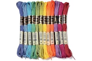 12 Skeins Crafts Floss, Cross Stitch Threads, Cotton Thread Cross-Stitch Thread, Friendship Bracelets Floss for DIY Cross Sti