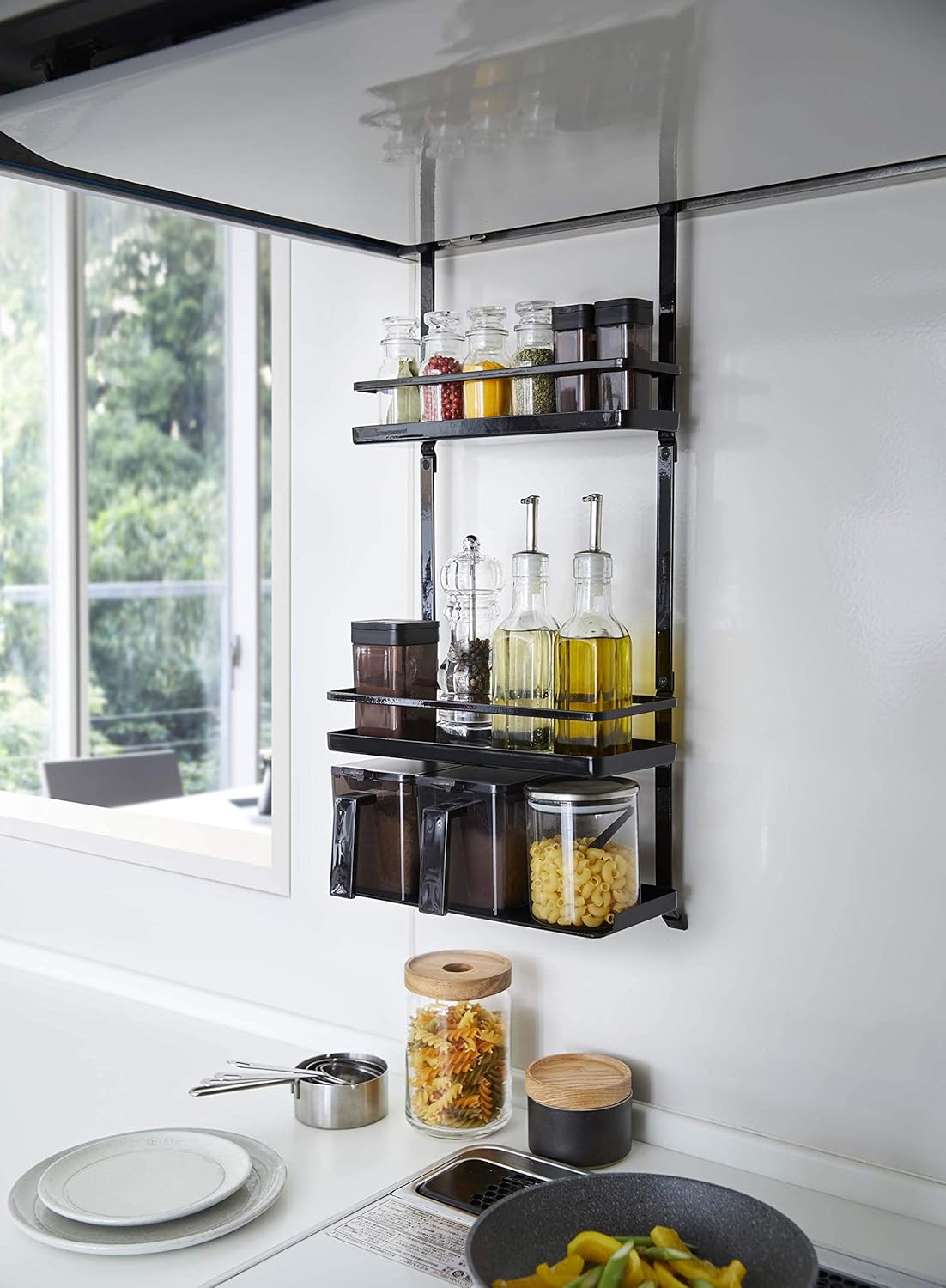 山崎実業 レンジフード調味料ラック タワー 3段 4837