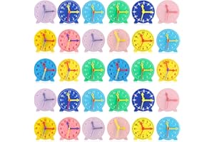 Libima 30 Pieces Tell Time Teaching Clock Kit Time Activity Set Colorful Toys Clock Mini Geared Clock 12/24 Hours Geared Clock for Basic Math Development Classroom Homeschool Supplies, 3.9 Inch