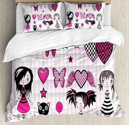Ambesonne Teen Girls Room Decor Duvet Cover Set King Size Young