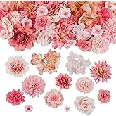 CITYES 50 Pcs Artificial Flowers Heads Faux Daisy Flower Garland Heads Pink Small Fake Peony Rose Flowers Bulk Mini Silk Daisy Flower for Craft Wedding Party DIY Wreath Graduation Cap Home Decoration