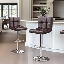 Yaheetech Bar Stools Set of 2, Adjustable PU
