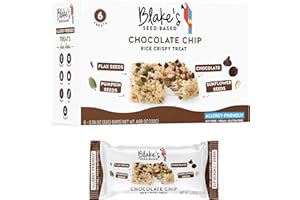 BLAKE'S SEED BASED Blake’s Seed Based Rice Crispy Treats – Chocolate Chip (6 Count), Nut Free, Gluten Free, Dairy Free & Vegan, Healthy Snacks for Kids or Adults, School Safe, Low Calorie Organic Soy Free Snack