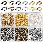 600 Pieces Brass Wire Guardian Wire Cable Protector U Shape Findings Guard Loops for Jewelry Making Earring Bracelet Necklace Crafts,6 Colors