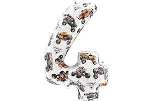 Toyland® 26" (66cm) Monster Jam™ Number 4 Foil Balloon - Large Monster Truck Birthday Balloon - Party Decoration, Air or Heli
