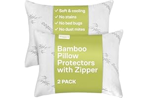 NIAGARA SLEEP SOLUTION 1 Pack Viscose Made from Bamboo Pillow Protectors - Cooling Pillow Protectors Standard 1 Pack 20x26 - Zippered Case, Guaranteed Noiseless Pad, Ultra Plush Absorbent (White)