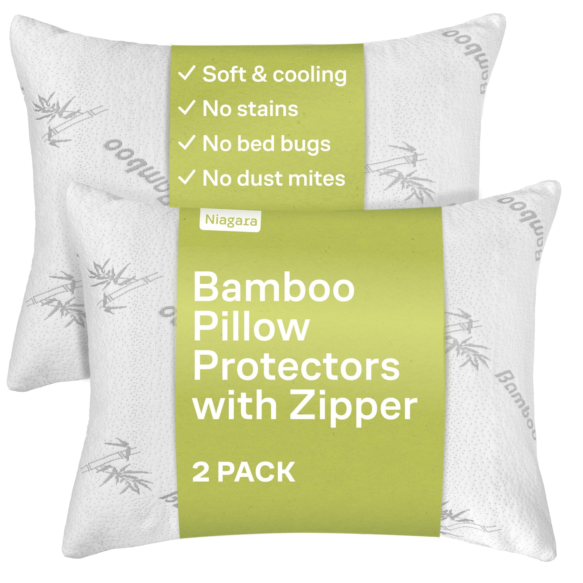 Photo 1 of 1 Pack Viscose Made from Bamboo Pillow Protectors - Cooling Pillow Protectors Standard 1 Pack 20x26 - Zippered Case, Guaranteed Noiseless Pad, Ultra Plush Absorbent (White)