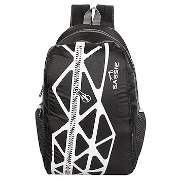 Sassie Polyester 22L Black & Gray Smart School Bag (SSN-1033)(45 x 33 x 15 CM)