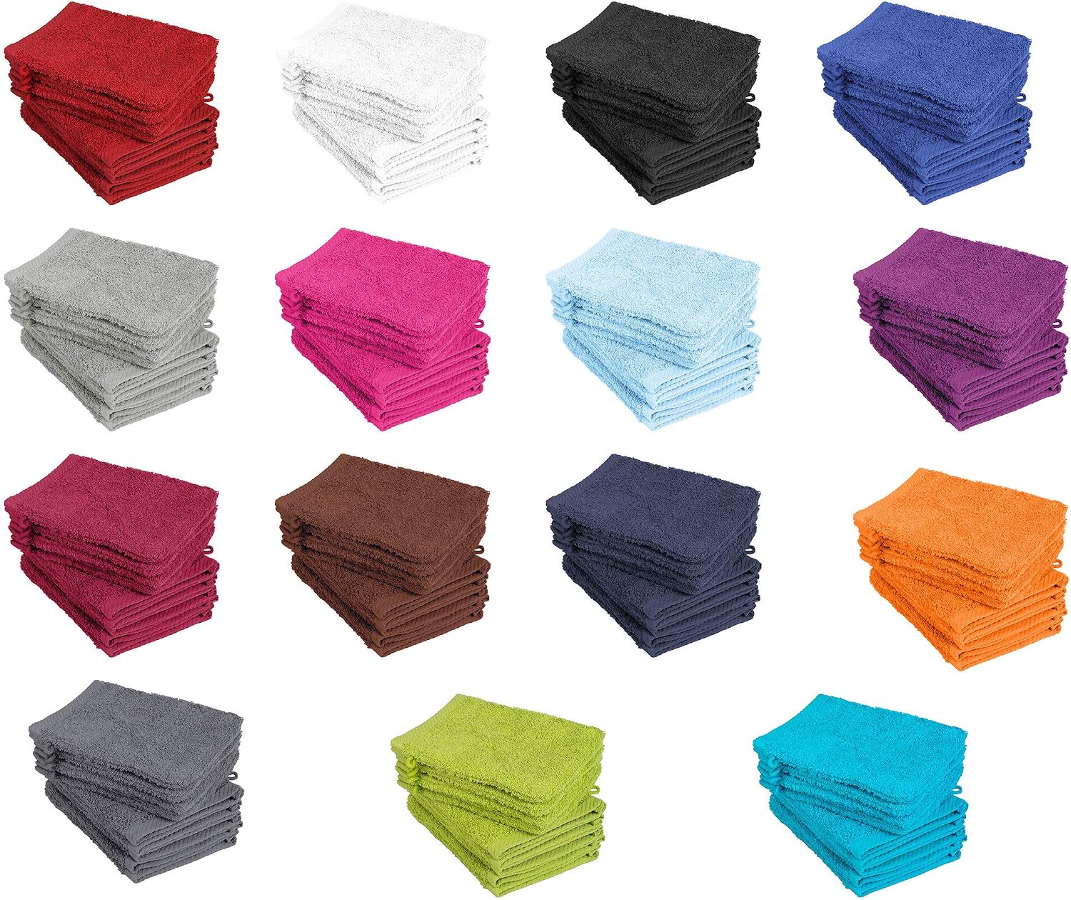 Simpli-Magic Baumwoll-Waschlappen (50 Stück) – 30,5 X 30,5 Cm – 5 Farben, Weich & Saugstark
