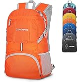 ZOMAKE Lightweight Packable Backpack 35L, Light Foldable Backpacks Water Resistant Collapsible Hiking Bag, Compact Folding Day Pack for Travel Camping(Orange)