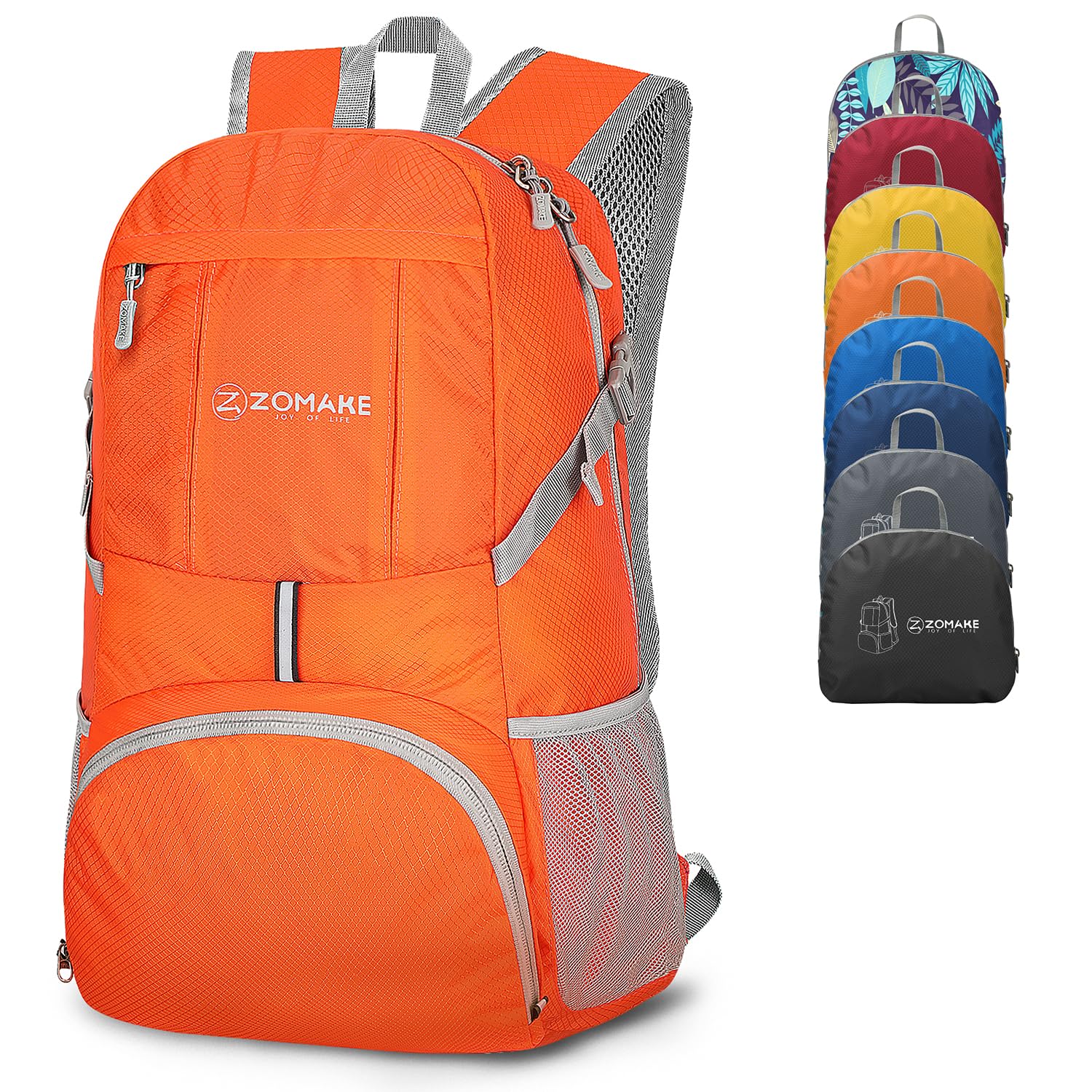 ZOMAKE Lightweight Foldable Backpack, Packable Rucksack 35L Folding Small Back Pack Foldaway Ultralight Daypack Collapsible for Women Men Travel Hiking Walking (Orange)
