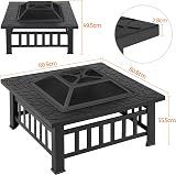 Yaheetech Outdoor Fire Pit 81cm Square 3 in 1 Heat Resistant with Cover view 4