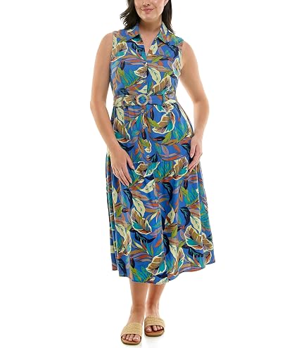 Nicole Miller Women's Floral Sleeveless Dress (XL, Navy) at Amazon Women's Clothing store