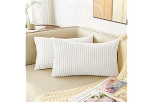 Warmstar Throw Pillow Covers Pack of 2,12"x 20" Pillow Covers Set of 2 Modern Farmhouse Home Decorative Pillow Cover, Soft Polyester Cushion Covers for Couch Sofa Bedroom Living Room,White