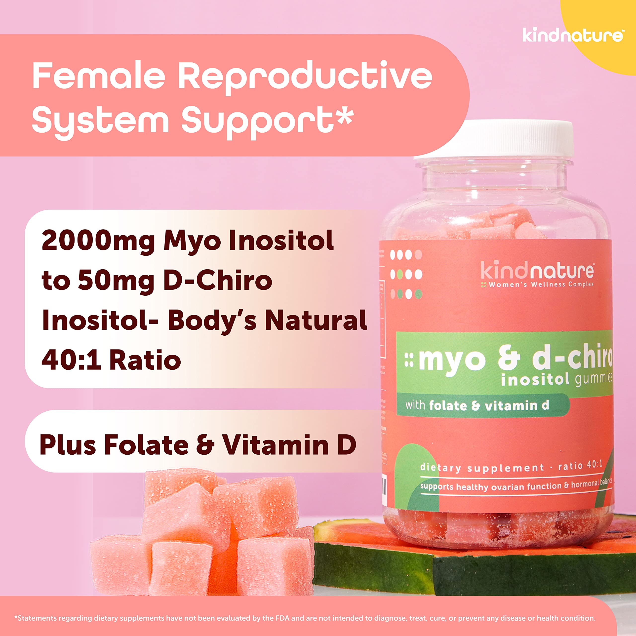 kindnature Dual-Pack: Myo-Inositol & D-Chiro Gummies for Women’s Health & High Absorption Magnesium Gummies for Calm & Sleep