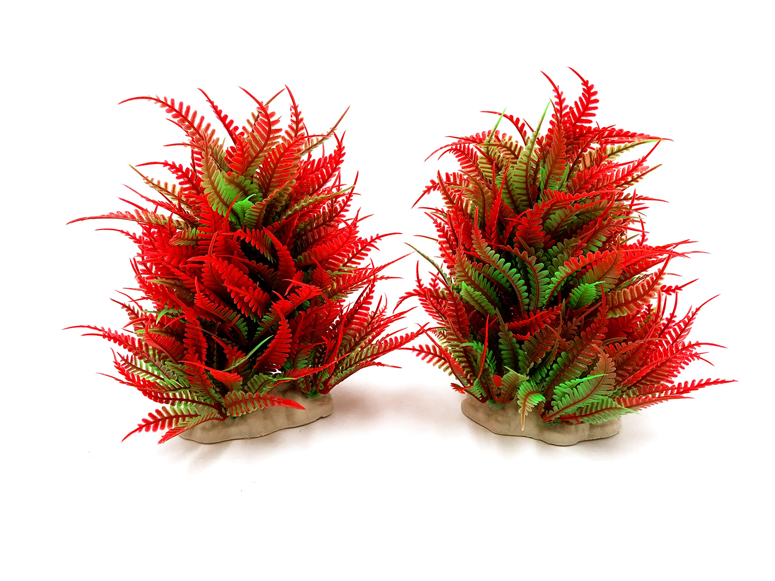 BEGONDIS 2Pcs Aquarium Decorations Fish Tank Artificial Water Plants Made of Soft Plastic, Good for All Fish & Pets (Red)