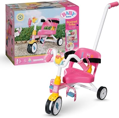 BABY born Trike 835456 Tricycle for Dolls 36-43cm with Detachable Handlebar