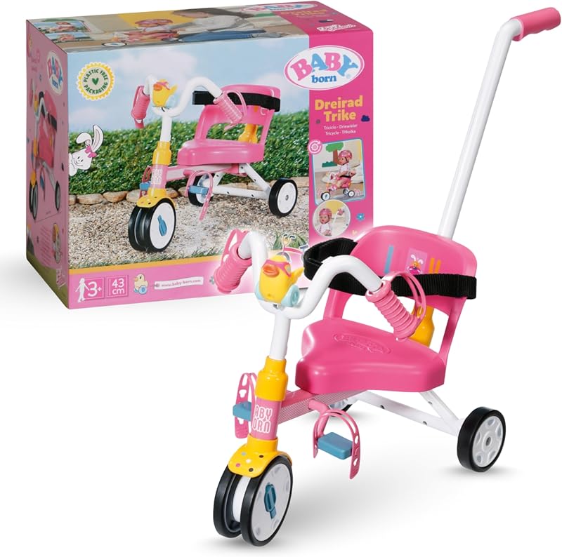 BABY born Trike 835456 Tricycle for Dolls 36-43cm with Detachable Handlebar