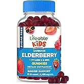 Lifeable Sugar Free Elderberry Gummies for Kids with Vitamin C and Zinc | Kids Immune Support Supplement | Great Tasting Elderberry Gummies | Vegan, Non GMO, Kosher Gluten Free | 60 Gummies