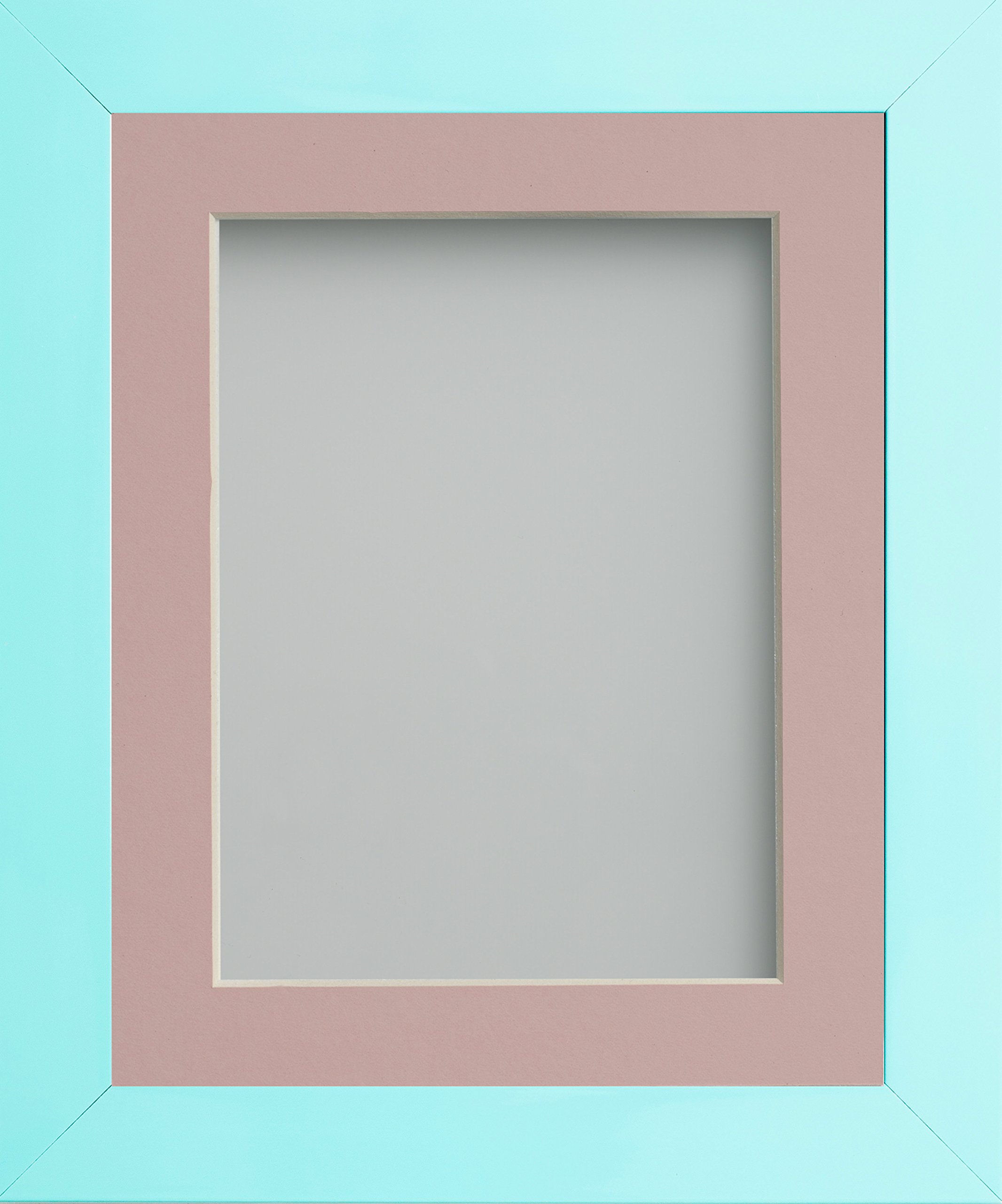 Frame Company Candy Range Aqua Blue 24x18 Frame With Pink Mount for image size 18x12 inches