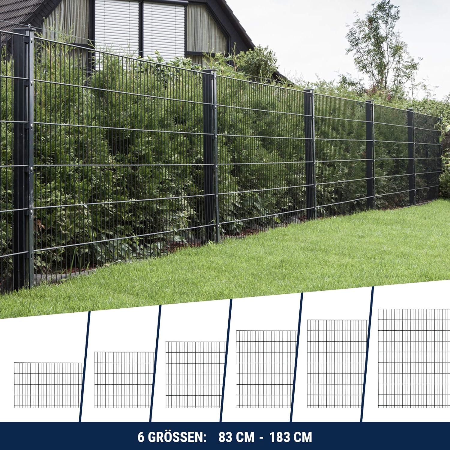 HORI® Doppelstabmattenzaun 8/6/8 I Zaun Komplettset I verschiedene