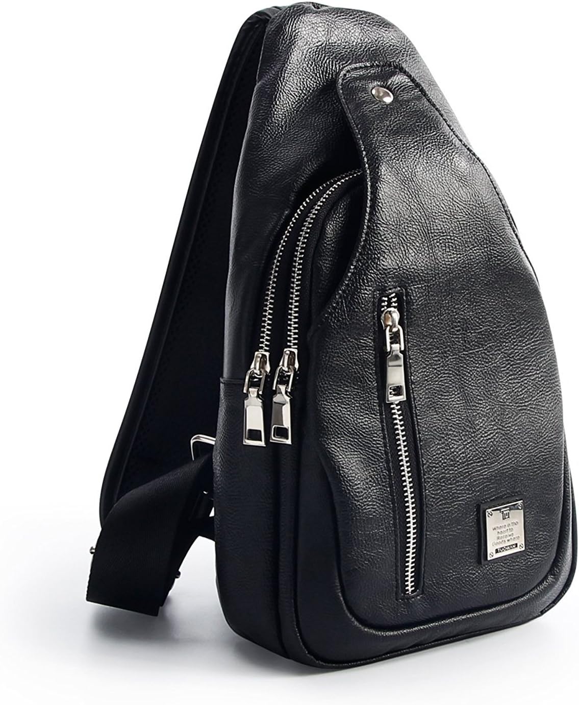 Sling Bag Chest Shoulder Backpack Crossbody Bags for Men Women Travel Outdoors (Small PU)