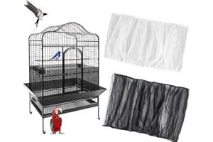 RAINFLOW 2 Pcs Bird Cage Cover - Bird Cage Seed Catcher Bird Net Bird Cage Skirt Nylon Nesh Bird Cage Net for Round Square Canary Parakeet Cockatiel Pigeon Budgie Quail Large Tall Big Bird Cage