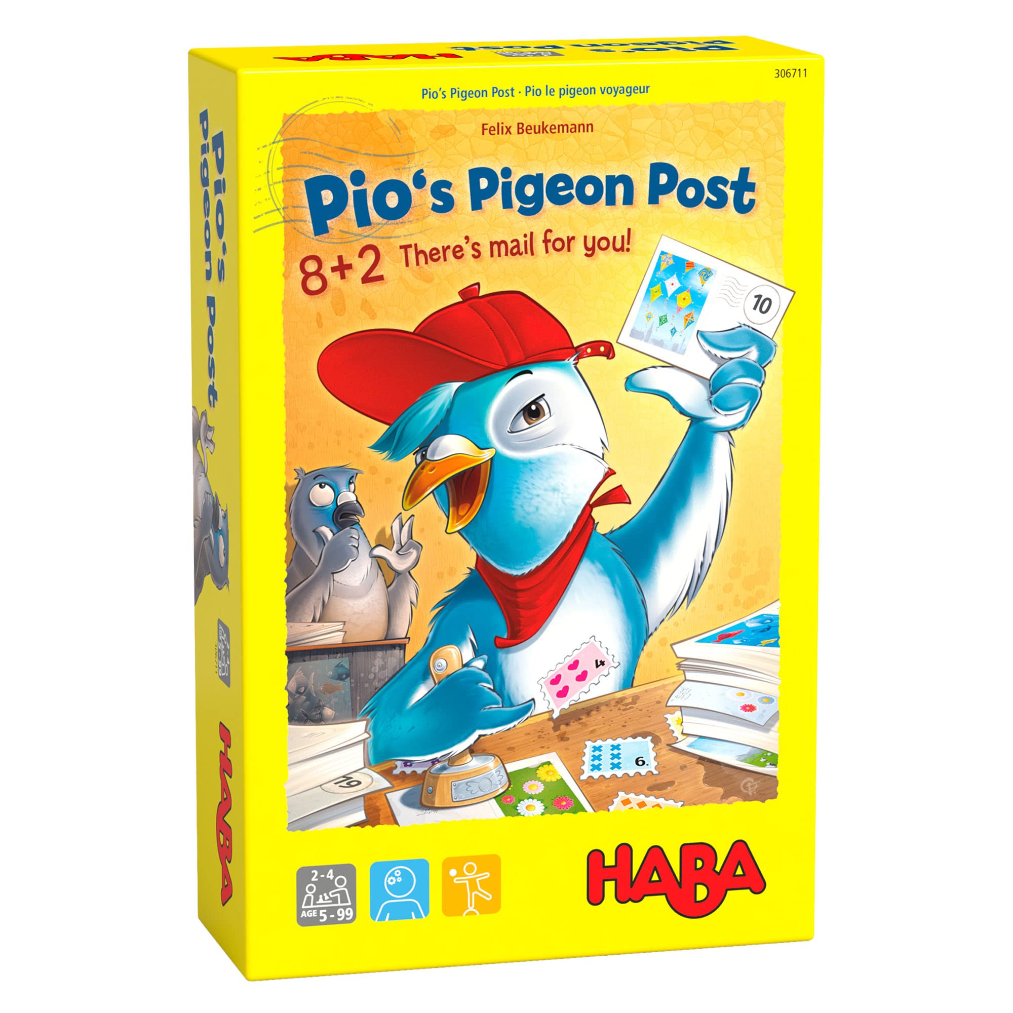 HABA 306711 Pio's Pigeon Post - A fun arithmetic game that teaches the numbers 1-20, for players ages 5 and up. Avanced variant for players ages 6 and Up - English version (Made in Germany)