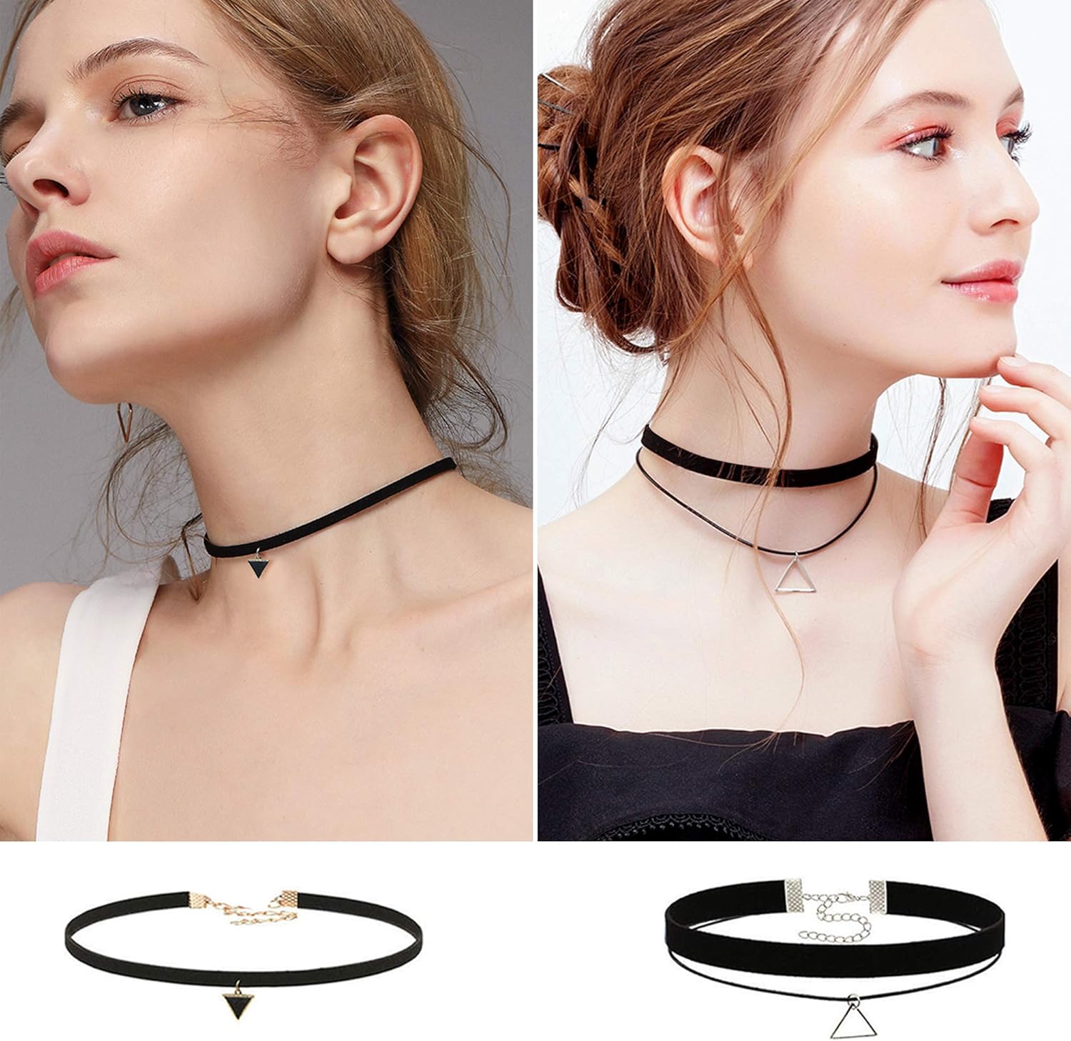 Prohouse Gothic Womens Rubber Pendant Necklace Chain Double Line Henna Tattoo Choker Necklace Stretch Elastic Set (60PC): Clothing