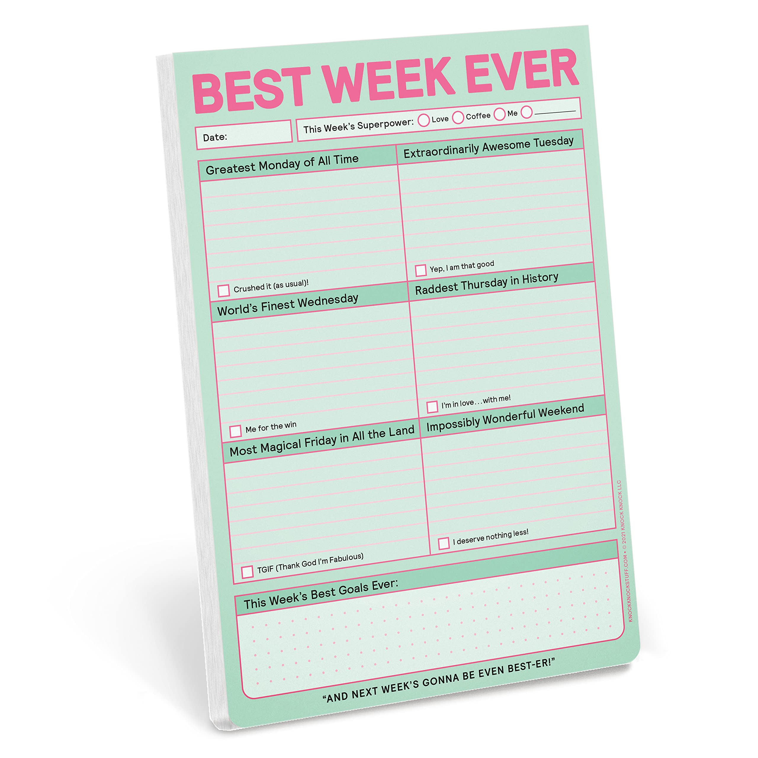 1-Count Knock Knock Best Week Ever Pad, Weekly Planner Pad & To Do List Notepad, 6 x 9-inches (Pastel Edition) — image 1