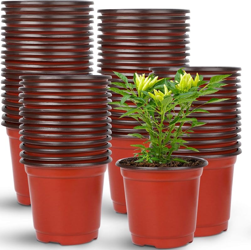 Augshy 150 Pcs 4 Inch Plastic Nursery Pots Seed Starting Succulent Transplant