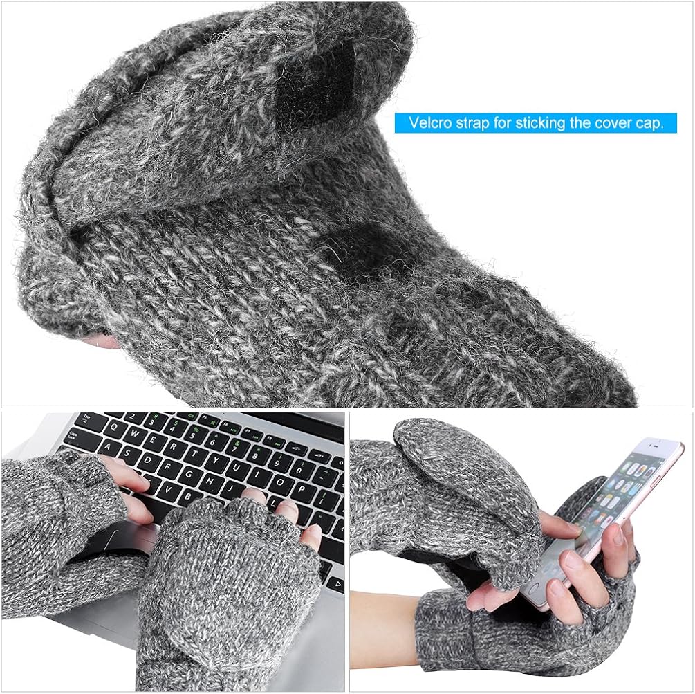 VBIGER Winter Gloves Warm Wool Mittens With Mitten Cover at  Men’s Clothing store