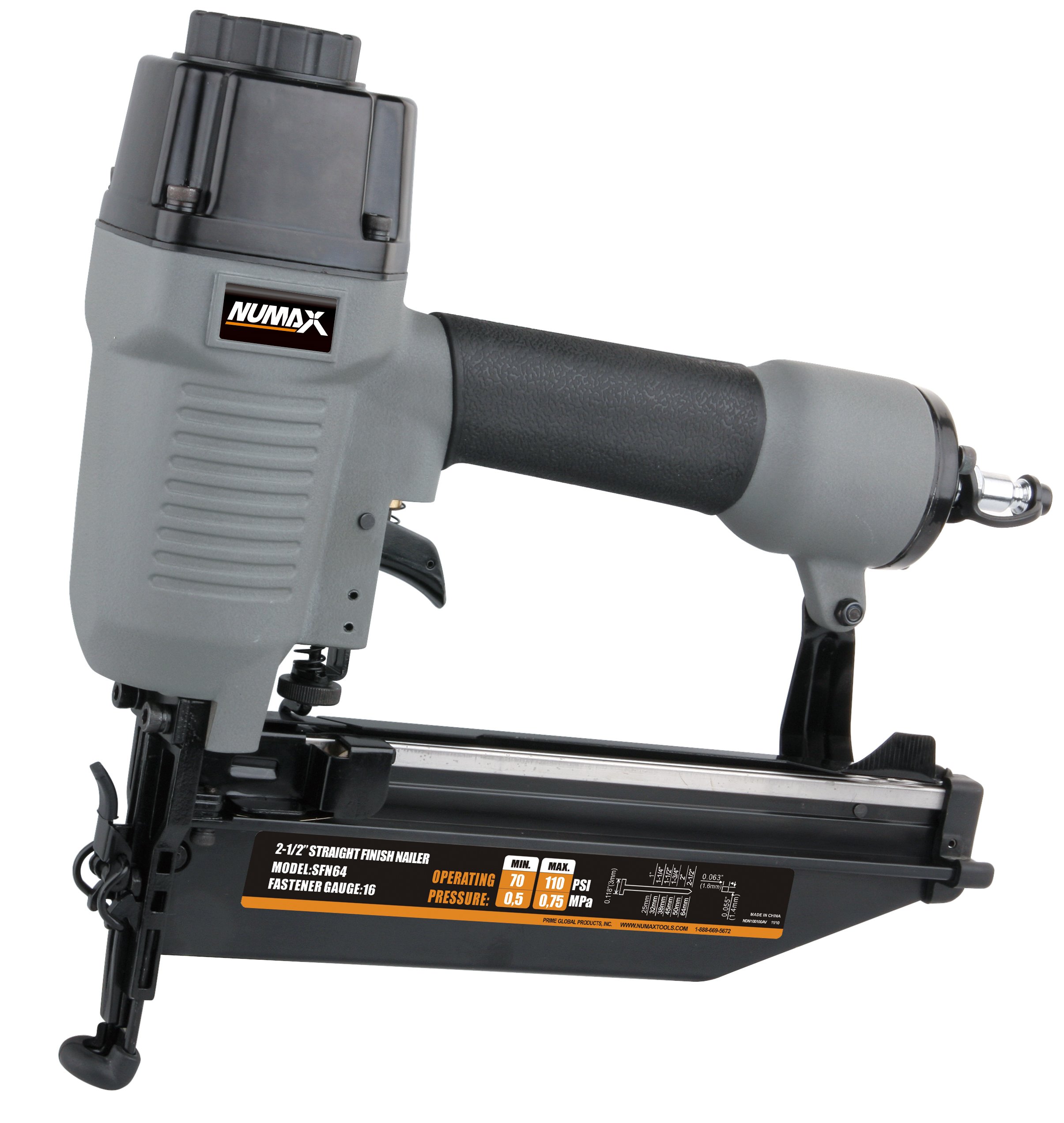 NuMax Pneumatic 21/2 In. X 16Gauge Strip Straight Finish Nailer Air