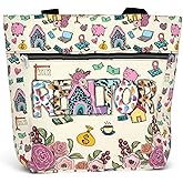 84hoods Large Waterproof Tote Bag with Pockets and Zipper for Work. Gift for Realtor Real Estate Agent. Aesthetic 15 inch Shoulder Bag for Women. Colorful Pattern.