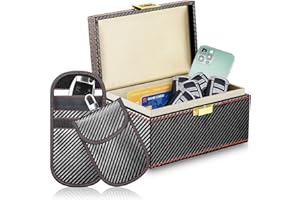 GICENT Large Size(Fits for 12-15 Car Key Fobs & cell phones) Anti Theft RFID Faraday Box & 2 Pcs Faraday Pouches Bags Protector for Car Key Fob, RFID Signal Blocker for Phones,Car Keys