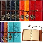 Teling 10 Pieces PU Leather Journal Tree Vintage Refillable Notebook Travel Journal Rustic Bound Diary Daily Writing Notepad with Lined Pages Gifts for Men Women(A7, 3.9'' x 5.7'')
