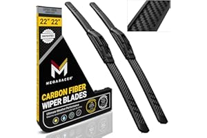 MEGA RACER Premium Silicone Carbon Fiber Windshield Wiper Blades 22" & 22" - Patented All-Season, Quiet & Smooth Streak-Free Clean Wipe, OEM Quality, Front Automotive Replacement Wipers for Car & Truck (2 Pack)