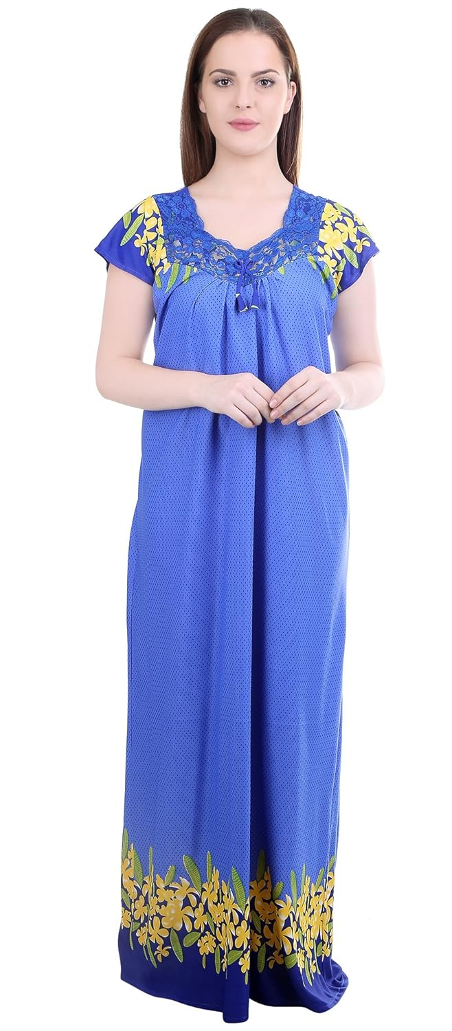 noty women's satin nighty - dotted print