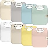 KeaBabies 8-Pack Organic Baby Bibs for Boys, Girls - Super Absorbent Cotton Drool Bibs for Baby Girl & Boy, Teething Toddler, Drooling Newborn, Ultra Soft & Machine Washable (Dawn)