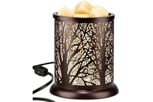 PEATOP Wax Melt Warmer,Forest Metal Wax Warmer for Scented Wax,Fall Electric Wax Melt Warmer,Wax Burner with 2 Edison Bulbs,Fall Home Fragrance Accessories -Brown