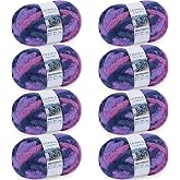 Cozyful Chunky Yarn for Hand Knitting - #10 Chunky Chenille Blanket Yarn, Jumbo Big Thick Chunky Yarns for Crocheting, Tie Dye Bulky Knit Yarns, 8 Skein (20 yds 8 oz Each Skein), Multi Purple